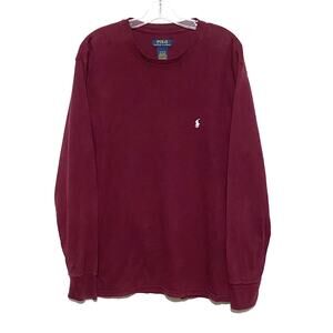 Polo Ralph Lauren Burgundy Long Sleeve Waffle Shirt White Sewn Pony Mens XL
